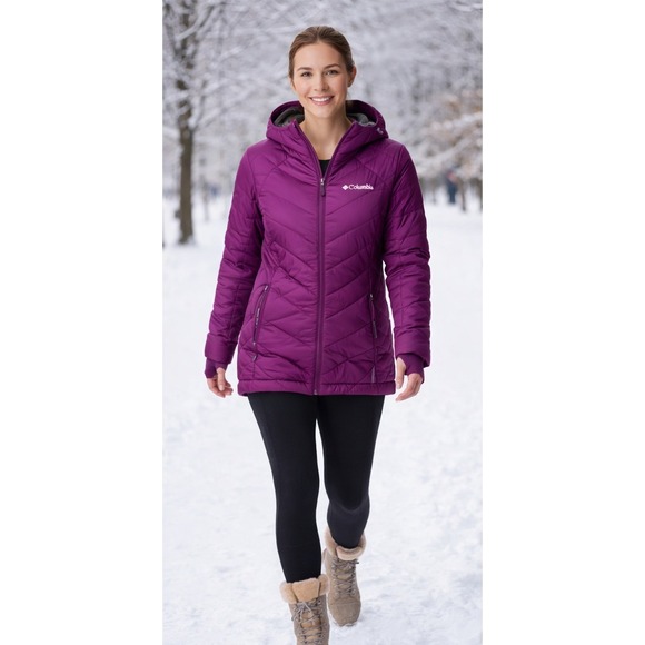 COLUMBIA Heavenly Omni-Heat Hooded Jacket Women's Medium Purple NWT - Picture 3 of 13